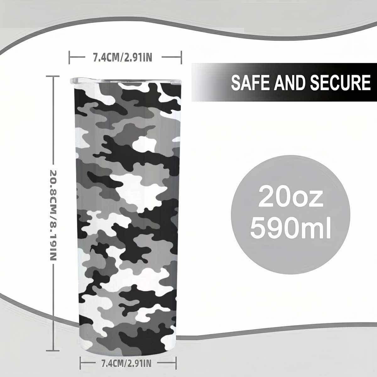 1pc 20Oz Gray Black White Camo - Tumbler 20Oz White 评论和价格