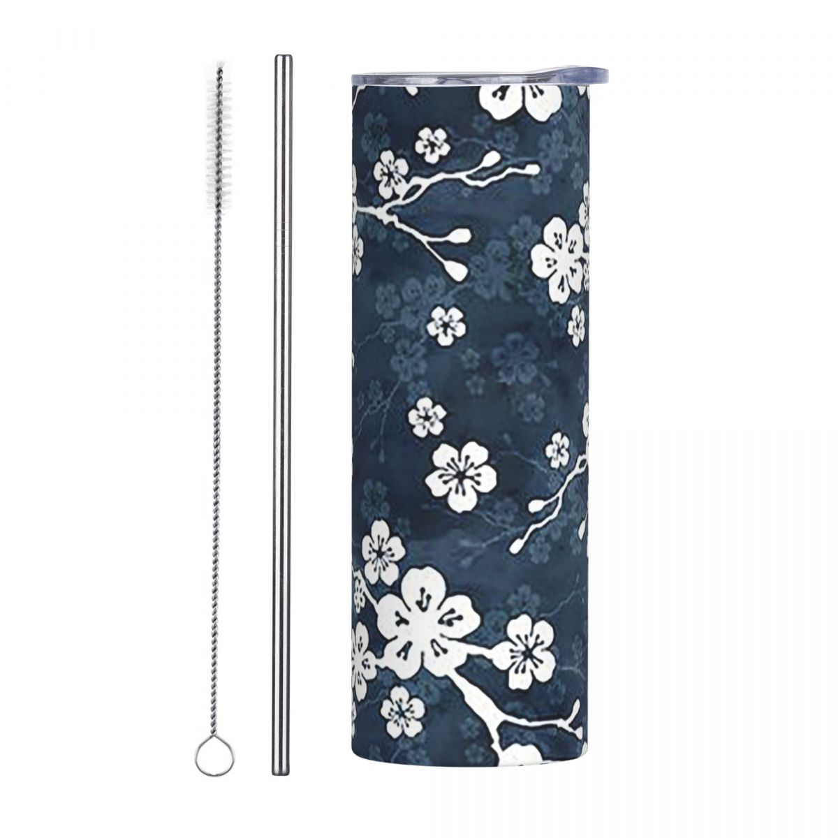 Navy And White Cherry Blossom  - Tumbler 20Oz White 评论和价格
