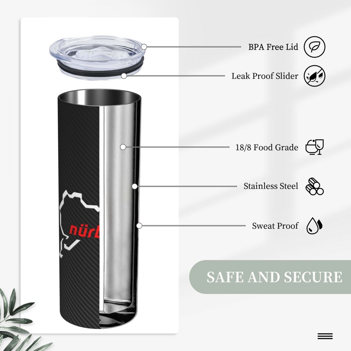 Nurburgring Carbon Fiber White - Tumbler 20Oz White 评论和价格