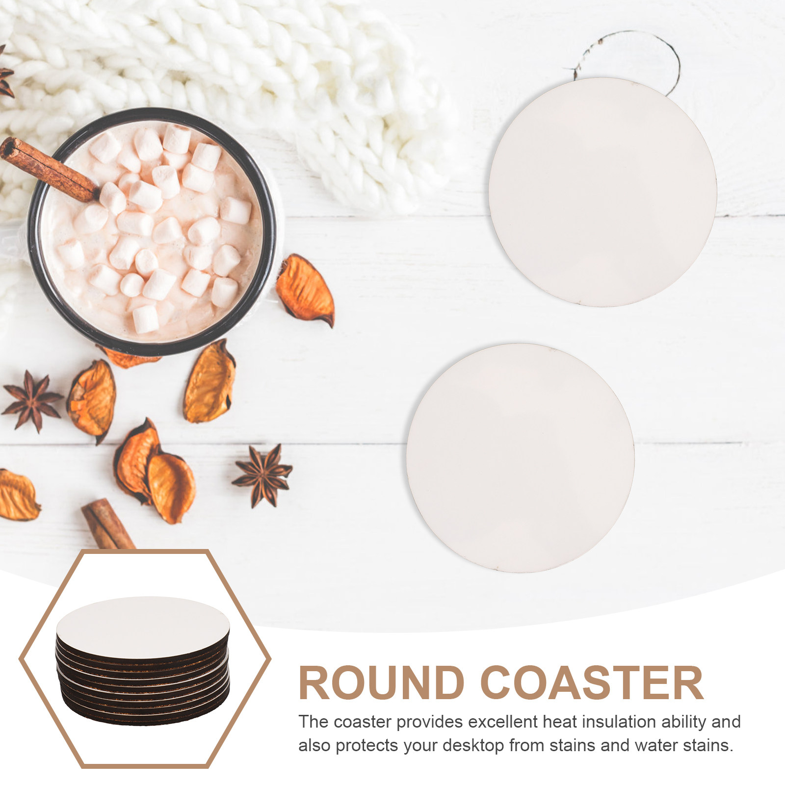 10Pcs Sublimation Wooden Coast - Coaster Sublimation Blank 评论和价格